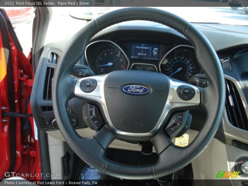 Race Red / Stone 2012 Ford Focus SEL Sedan