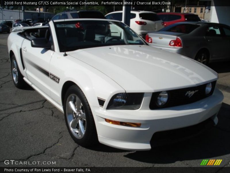 Performance White / Charcoal Black/Dove 2008 Ford Mustang GT/CS California Special Convertible