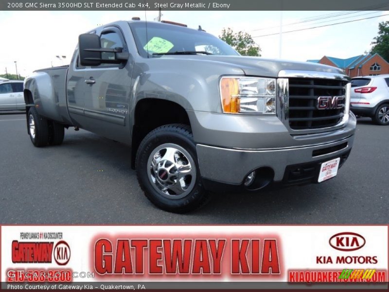 Steel Gray Metallic / Ebony 2008 GMC Sierra 3500HD SLT Extended Cab 4x4