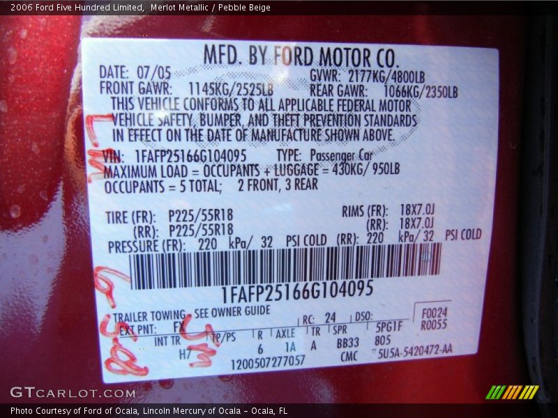 Merlot Metallic / Pebble Beige 2006 Ford Five Hundred Limited