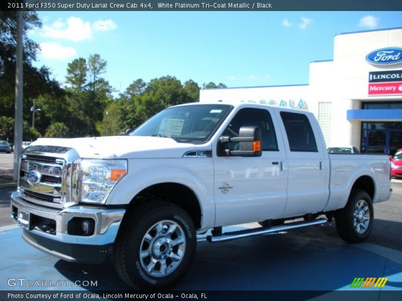 White Platinum Tri-Coat Metallic / Black 2011 Ford F350 Super Duty Lariat Crew Cab 4x4