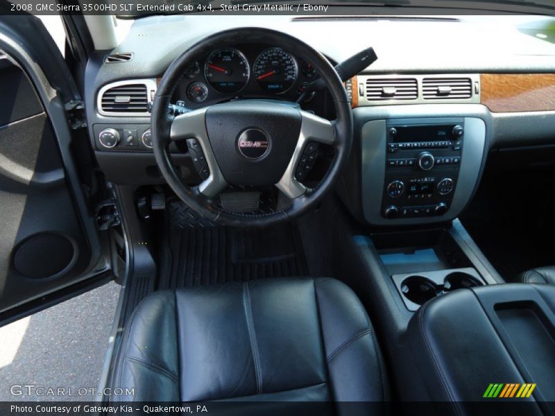 Steel Gray Metallic / Ebony 2008 GMC Sierra 3500HD SLT Extended Cab 4x4
