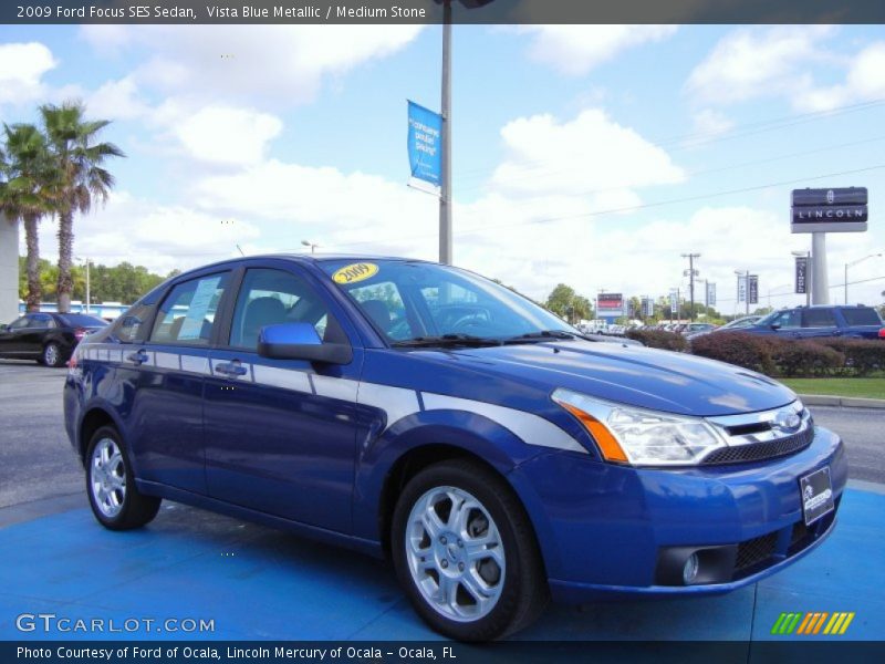 Vista Blue Metallic / Medium Stone 2009 Ford Focus SES Sedan