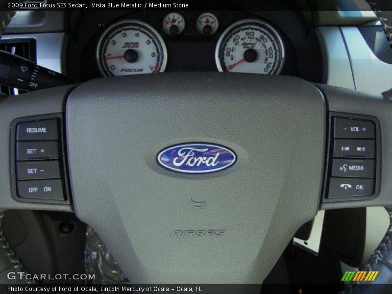 Vista Blue Metallic / Medium Stone 2009 Ford Focus SES Sedan