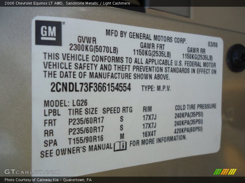 Sandstone Metallic / Light Cashmere 2006 Chevrolet Equinox LT AWD