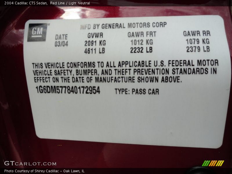 Red Line / Light Neutral 2004 Cadillac CTS Sedan