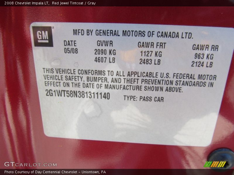 Red Jewel Tintcoat / Gray 2008 Chevrolet Impala LT