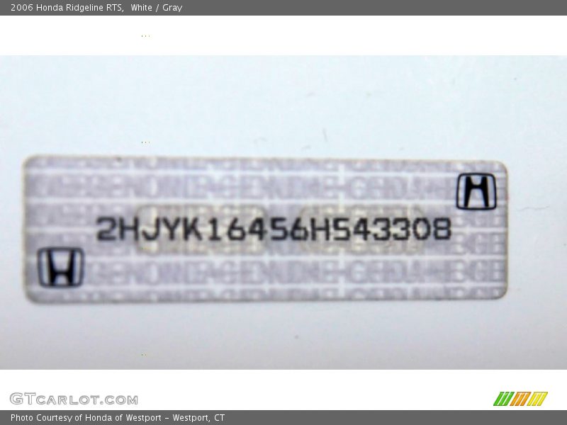 White / Gray 2006 Honda Ridgeline RTS