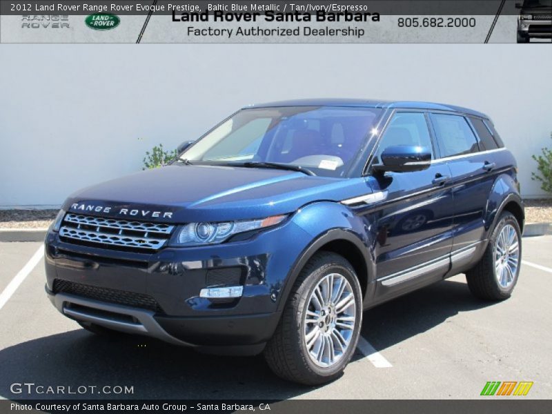 Baltic Blue Metallic / Tan/Ivory/Espresso 2012 Land Rover Range Rover Evoque Prestige