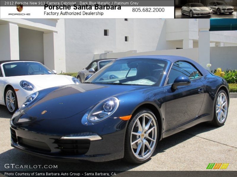 Dark Blue Metallic / Platinum Grey 2012 Porsche New 911 Carrera Cabriolet