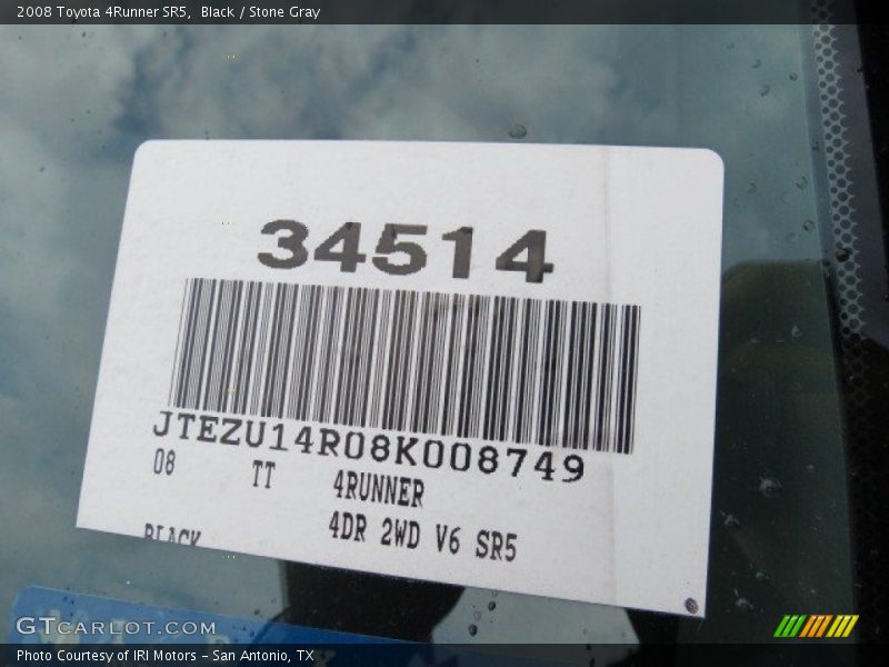 Black / Stone Gray 2008 Toyota 4Runner SR5
