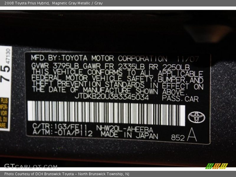Magnetic Gray Metallic / Gray 2008 Toyota Prius Hybrid