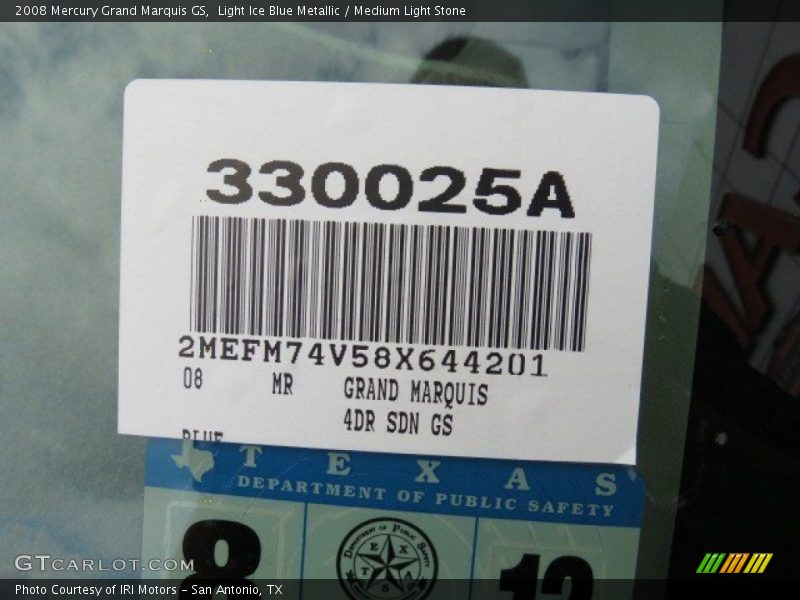 Light Ice Blue Metallic / Medium Light Stone 2008 Mercury Grand Marquis GS