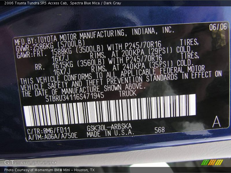 Spectra Blue Mica / Dark Gray 2006 Toyota Tundra SR5 Access Cab