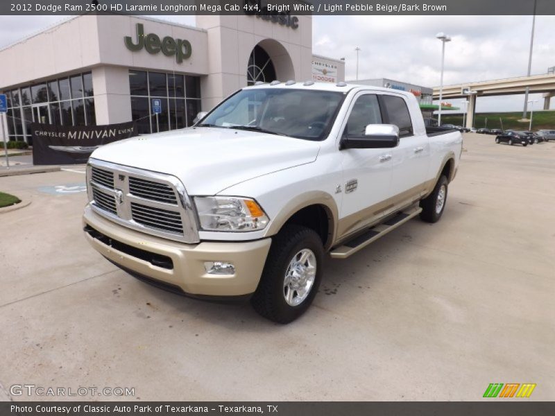 Bright White / Light Pebble Beige/Bark Brown 2012 Dodge Ram 2500 HD Laramie Longhorn Mega Cab 4x4