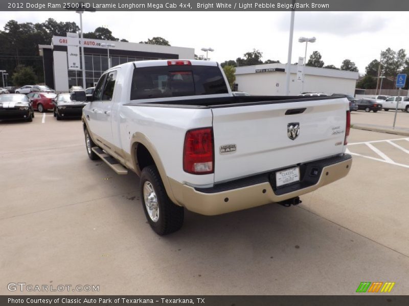 Bright White / Light Pebble Beige/Bark Brown 2012 Dodge Ram 2500 HD Laramie Longhorn Mega Cab 4x4