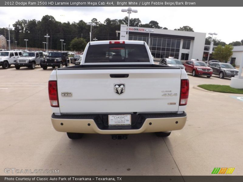 Bright White / Light Pebble Beige/Bark Brown 2012 Dodge Ram 2500 HD Laramie Longhorn Mega Cab 4x4