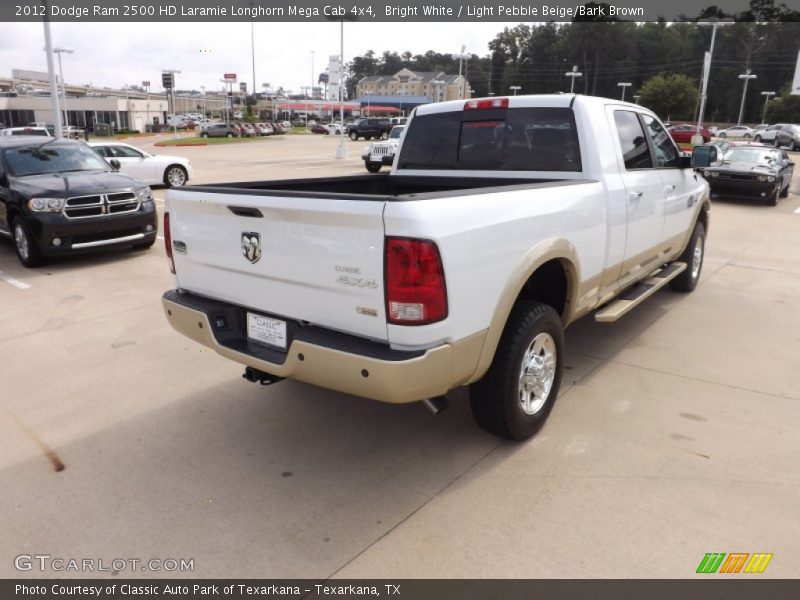 Bright White / Light Pebble Beige/Bark Brown 2012 Dodge Ram 2500 HD Laramie Longhorn Mega Cab 4x4