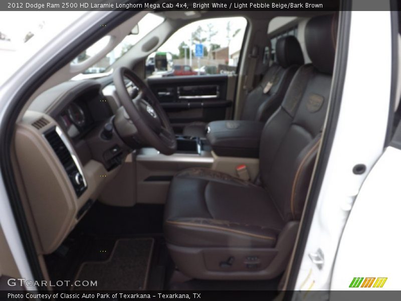 Bright White / Light Pebble Beige/Bark Brown 2012 Dodge Ram 2500 HD Laramie Longhorn Mega Cab 4x4