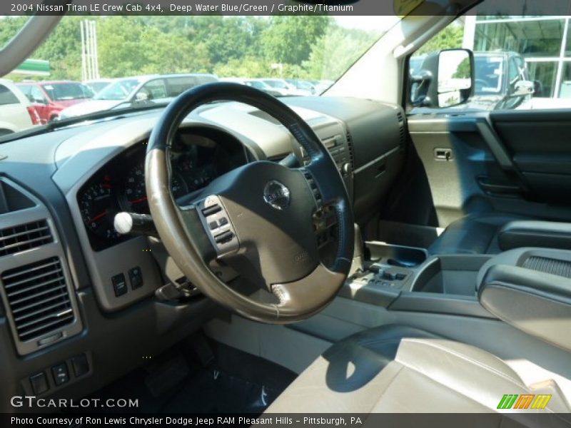 Deep Water Blue/Green / Graphite/Titanium 2004 Nissan Titan LE Crew Cab 4x4