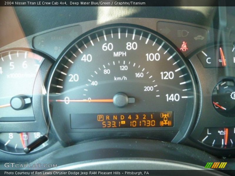 Deep Water Blue/Green / Graphite/Titanium 2004 Nissan Titan LE Crew Cab 4x4