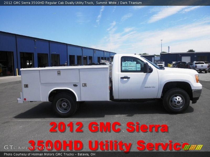 Summit White / Dark Titanium 2012 GMC Sierra 3500HD Regular Cab Dually Utility Truck