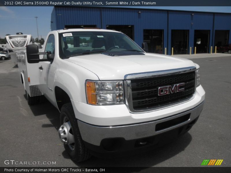 Summit White / Dark Titanium 2012 GMC Sierra 3500HD Regular Cab Dually Utility Truck