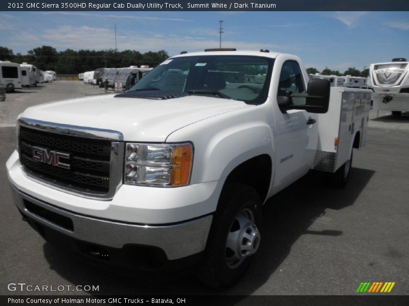 Summit White / Dark Titanium 2012 GMC Sierra 3500HD Regular Cab Dually Utility Truck