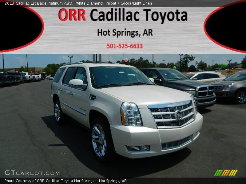 White Diamond Tricoat / Cocoa/Light Linen 2013 Cadillac Escalade Platinum AWD