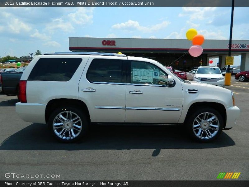 White Diamond Tricoat / Cocoa/Light Linen 2013 Cadillac Escalade Platinum AWD
