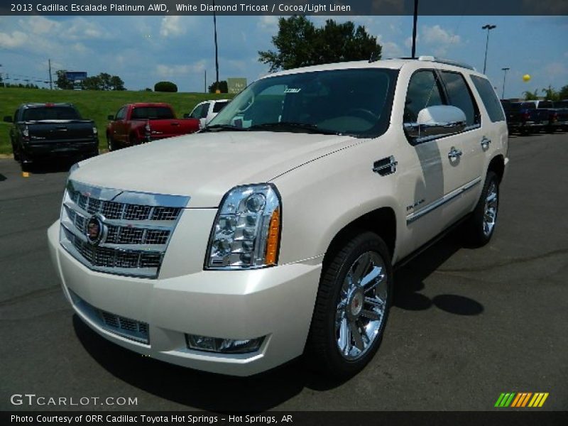 White Diamond Tricoat / Cocoa/Light Linen 2013 Cadillac Escalade Platinum AWD