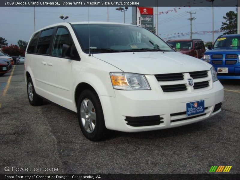 Stone White / Medium Slate Gray/Light Shale 2009 Dodge Grand Caravan SE