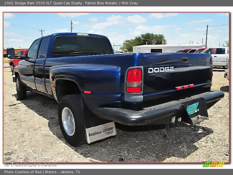 Patriot Blue Metallic / Mist Gray 2002 Dodge Ram 3500 SLT Quad Cab Dually