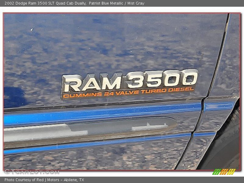 Patriot Blue Metallic / Mist Gray 2002 Dodge Ram 3500 SLT Quad Cab Dually