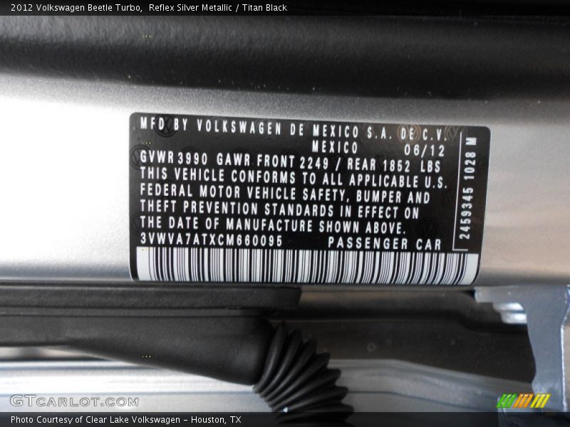 Reflex Silver Metallic / Titan Black 2012 Volkswagen Beetle Turbo