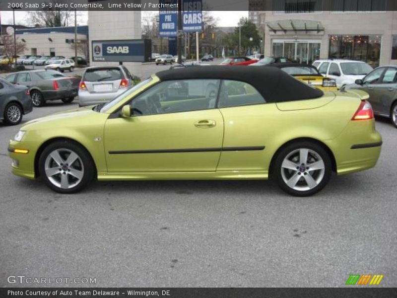 Lime Yellow / Parchment 2006 Saab 9-3 Aero Convertible