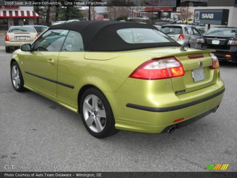 Lime Yellow / Parchment 2006 Saab 9-3 Aero Convertible