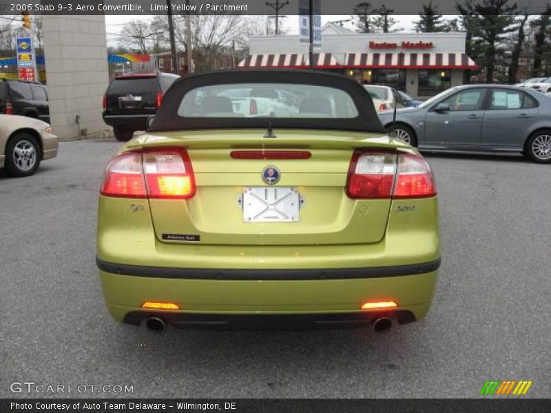 Lime Yellow / Parchment 2006 Saab 9-3 Aero Convertible