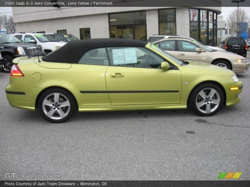 Lime Yellow / Parchment 2006 Saab 9-3 Aero Convertible