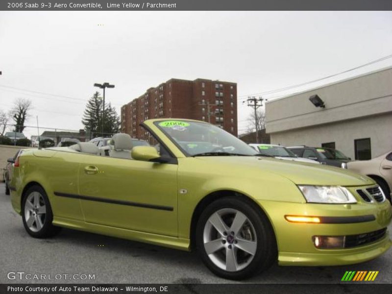 Lime Yellow / Parchment 2006 Saab 9-3 Aero Convertible