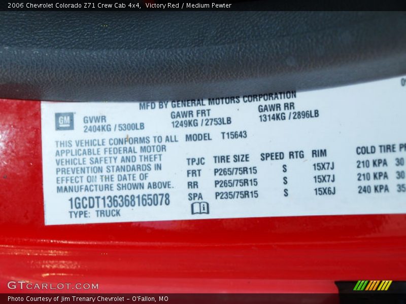 Victory Red / Medium Pewter 2006 Chevrolet Colorado Z71 Crew Cab 4x4