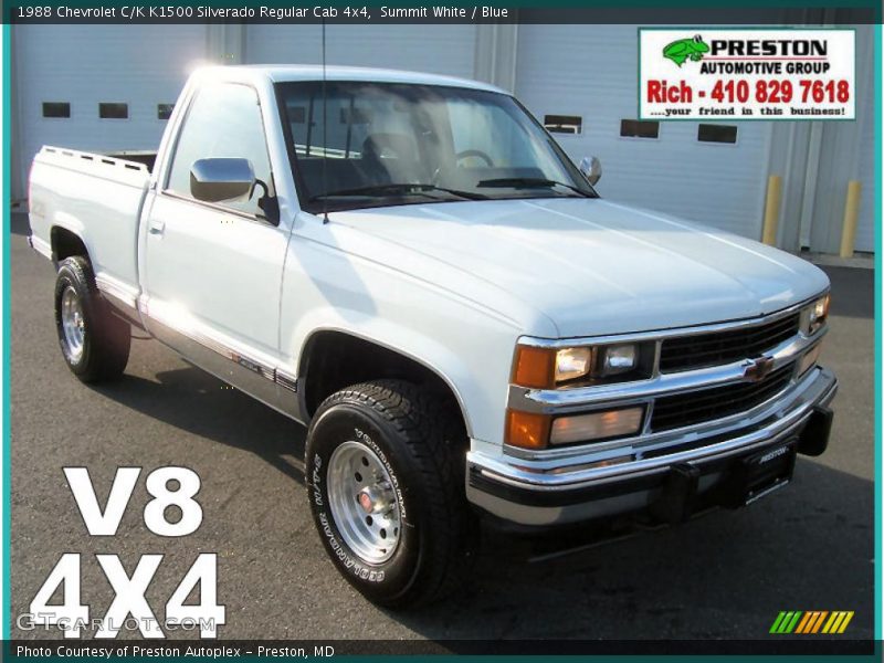 Summit White / Blue 1988 Chevrolet C/K K1500 Silverado Regular Cab 4x4