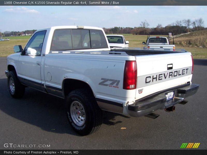 Summit White / Blue 1988 Chevrolet C/K K1500 Silverado Regular Cab 4x4