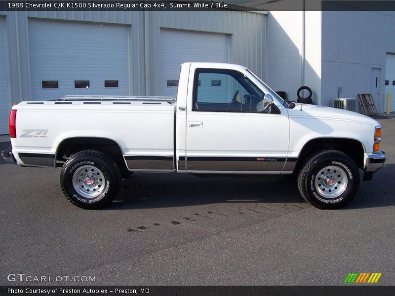 Summit White / Blue 1988 Chevrolet C/K K1500 Silverado Regular Cab 4x4