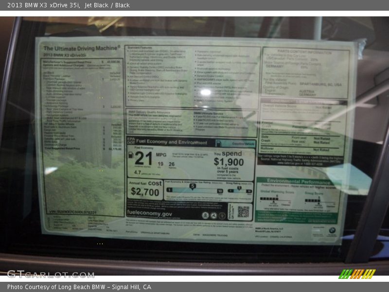 Jet Black / Black 2013 BMW X3 xDrive 35i