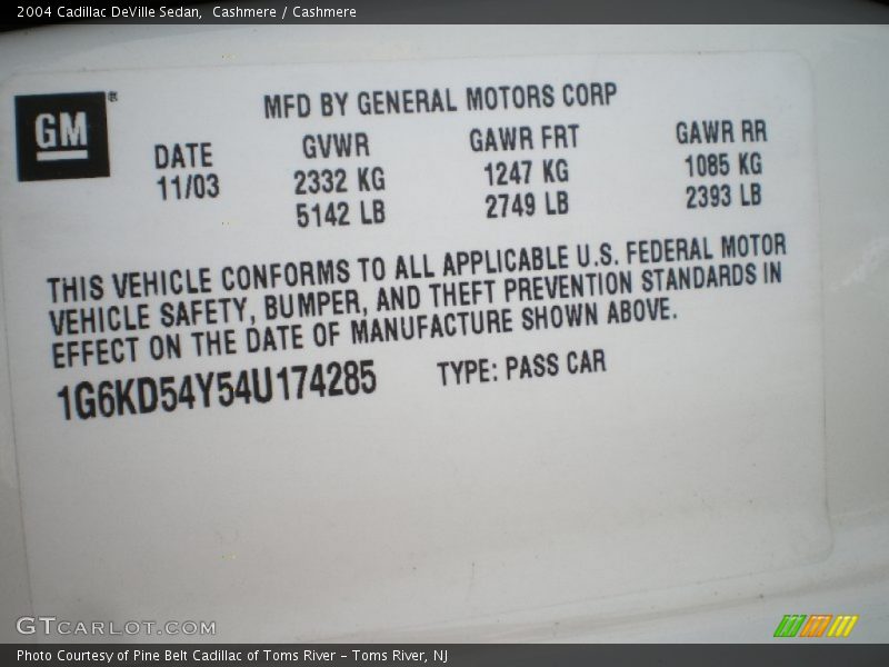 Cashmere / Cashmere 2004 Cadillac DeVille Sedan