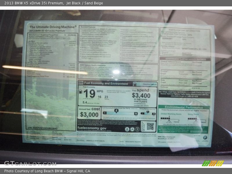 Jet Black / Sand Beige 2013 BMW X5 xDrive 35i Premium
