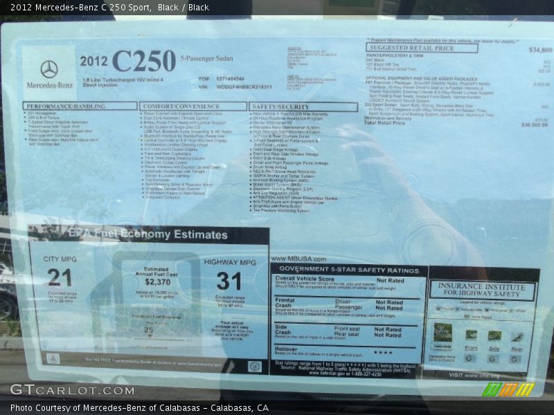 Black / Black 2012 Mercedes-Benz C 250 Sport