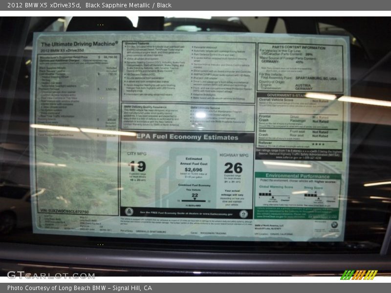 Black Sapphire Metallic / Black 2012 BMW X5 xDrive35d