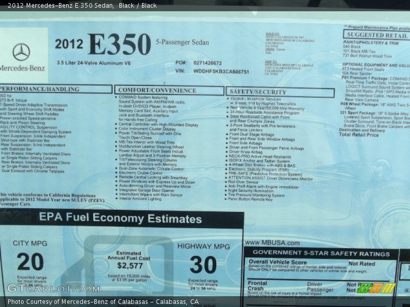 Black / Black 2012 Mercedes-Benz E 350 Sedan